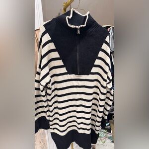 Baltic Born Black and White Striped Sweater Dress Large